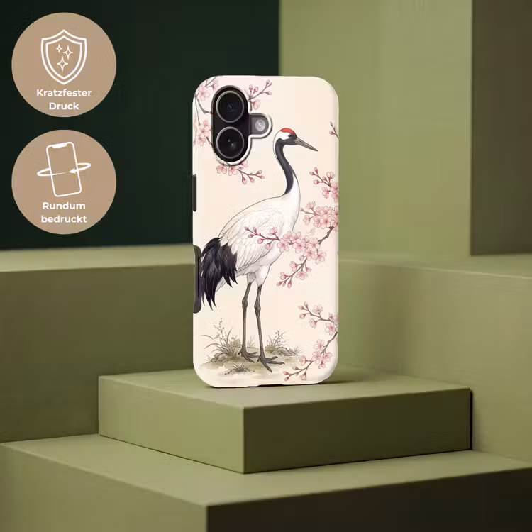 Aziatisch - Kraanvogel - Beige Toughcase MagSafe Apple iPhone 17 klein -USP_PrintM_DE