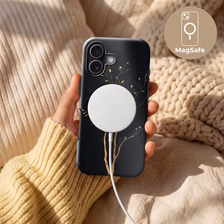 Takken - Blaadjes - Zwart Toughcase MagSafe Apple iPhone 17 klein -USP_MagsafeV