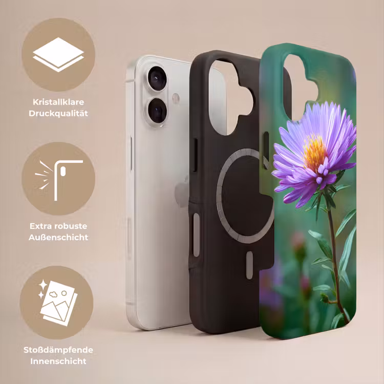 Aster - Paars - Bloem - Blaadjes Toughcase MagSafe Apple iPhone 17 klein -USP_Lagen_DE