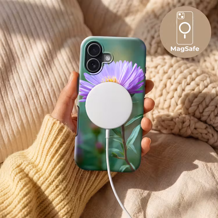 Aster - Paars - Bloem - Blaadjes Toughcase MagSafe Apple iPhone 17 klein -USP_MagsafeV