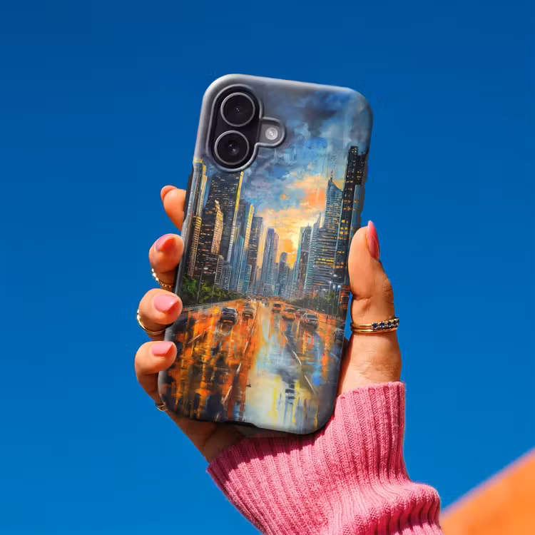 Auto - Skyline - Zon - Blauw Toughcase MagSafe Apple iPhone 17 klein -Sfeer1V