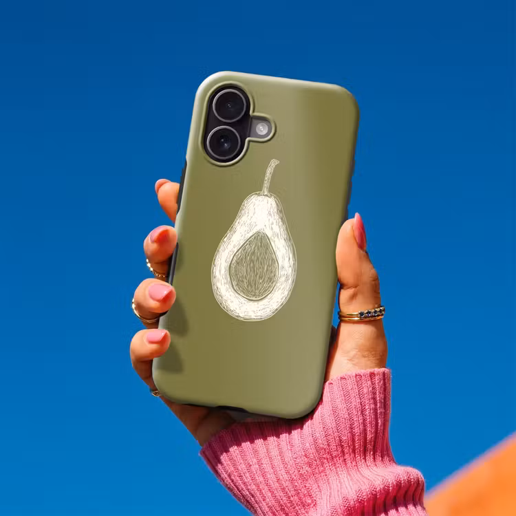 Avocado - Minimalistisch - Illustratie - Groen Toughcase MagSafe Apple iPhone 17 klein -Sfeer1V