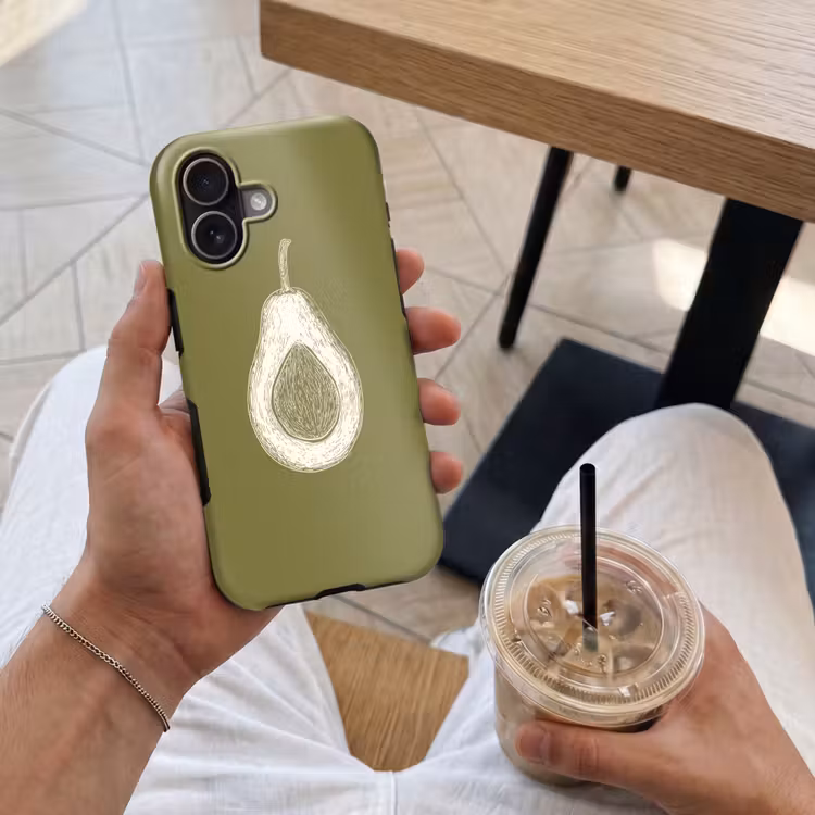 Avocado - Minimalistisch - Illustratie - Groen Toughcase MagSafe Apple iPhone 17 klein -Sfeer1M