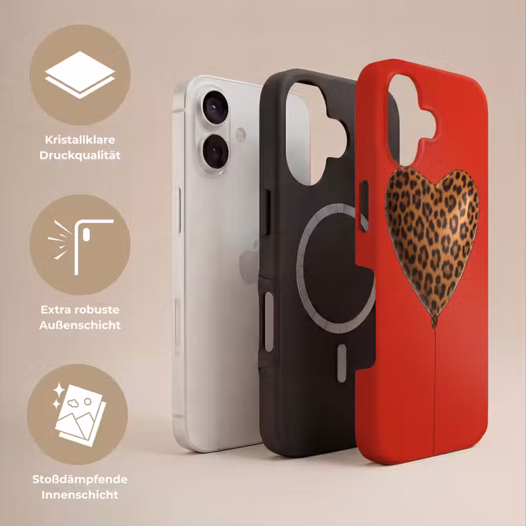 Ballon - Hartvormig - Rood - Panterpatroon Toughcase MagSafe Apple iPhone 17 klein -USP_Lagen_DE