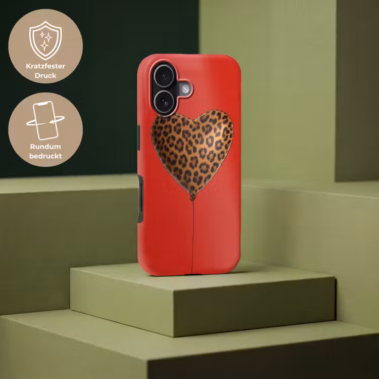 Ballon - Hartvormig - Rood - Panterpatroon Toughcase MagSafe Apple iPhone 17 klein -USP_PrintM_DE