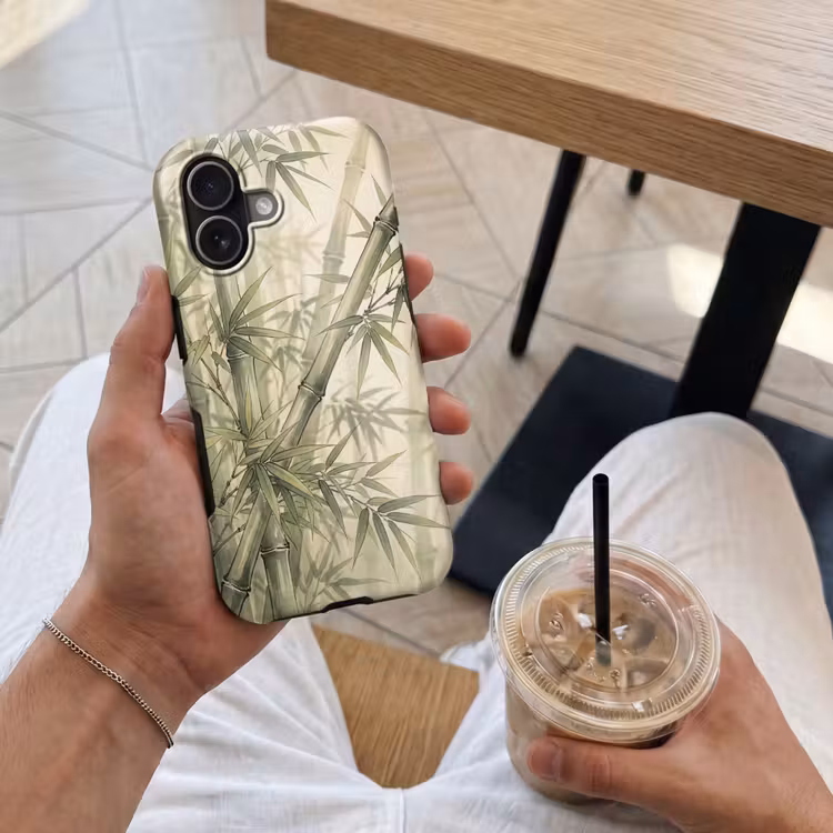 Bamboe - Bladeren - Aziatisch - Groen - Natuur Toughcase MagSafe Apple iPhone 17 klein -Sfeer1M