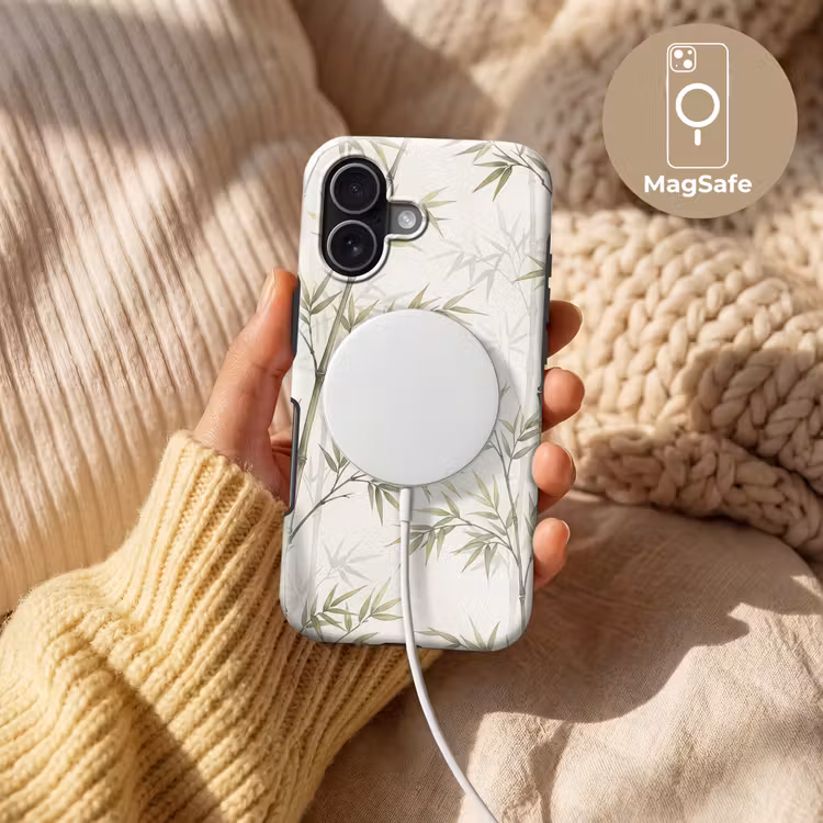 Bamboe - Bladeren - Natuur - Aquarel - Groen Toughcase MagSafe Apple iPhone 17 klein -USP_MagsafeV