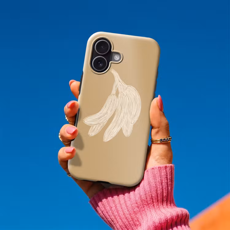 Bananen - Beige - Lijntekening - Minimalistisch Toughcase MagSafe Apple iPhone 17 klein -Sfeer1V