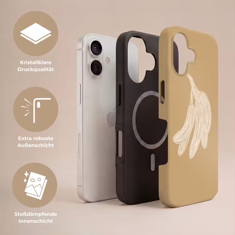 Bananen - Beige - Lijntekening - Minimalistisch Toughcase MagSafe Apple iPhone 17 klein -USP_Lagen_DE