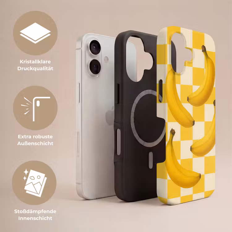 Bananen - Geel - Geblokt Toughcase MagSafe Apple iPhone 17 klein -USP_Lagen_DE