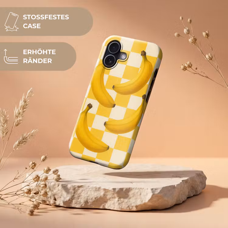 Bananen - Geel - Geblokt Toughcase MagSafe Apple iPhone 17 klein -USP_RandenV_DE
