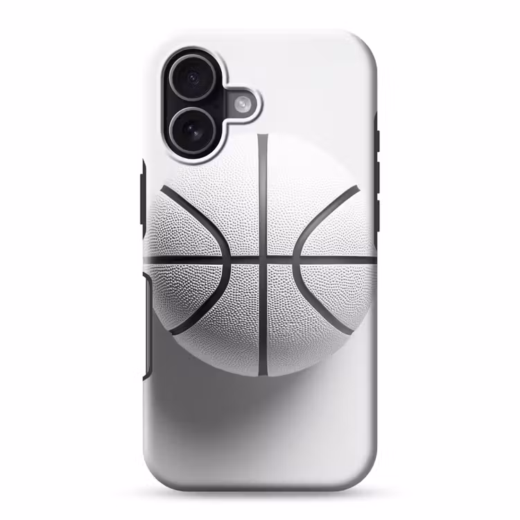Basketbal - Wit - Schaduw - Lijnen Toughcase MagSafe Apple iPhone 17 klein -3d