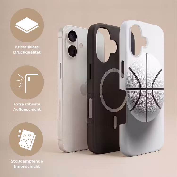 Basketbal - Wit - Schaduw - Lijnen Toughcase MagSafe Apple iPhone 17 klein -USP_Lagen_DE