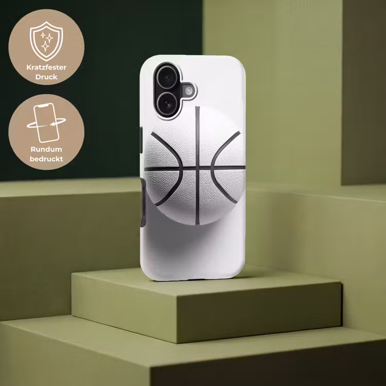 Basketbal - Wit - Schaduw - Lijnen Toughcase MagSafe Apple iPhone 17 klein -USP_PrintM_DE