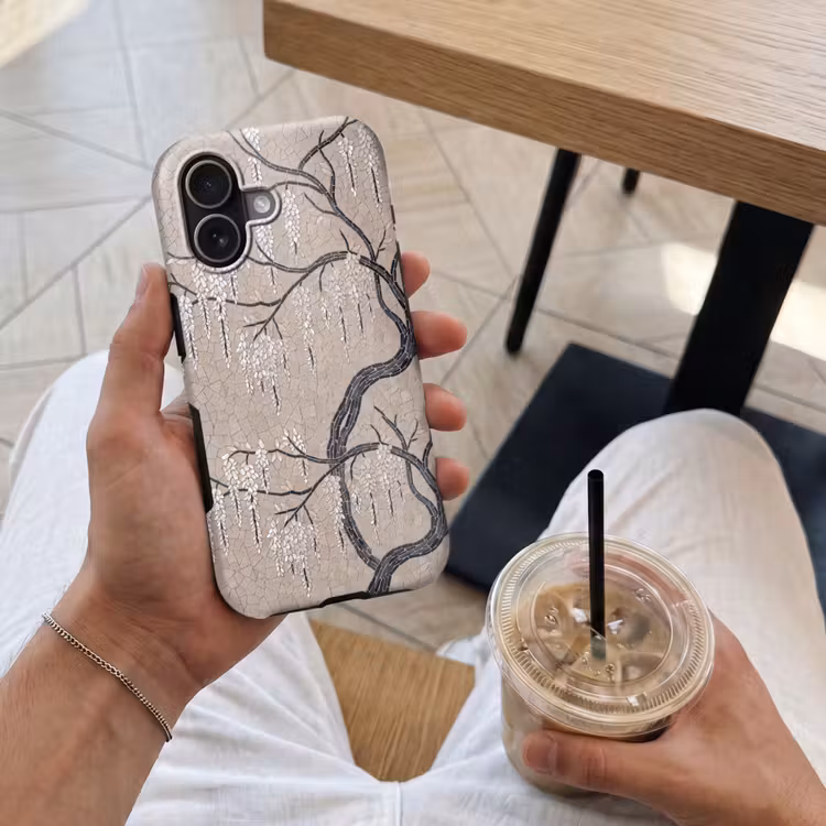 Boom - Bloemen - Mozaïek - Kunst - Wit Toughcase MagSafe Apple iPhone 17 klein -Sfeer1M