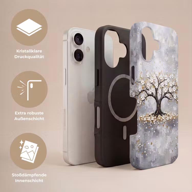 Boom - Bloemen - Natuur - Abstract - Wit Toughcase MagSafe Apple iPhone 17 klein -USP_Lagen_DE