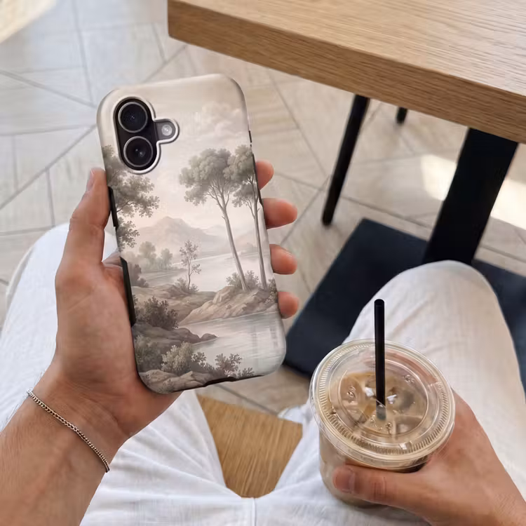 Bomen - Meer - Bergen - Illustratie Toughcase MagSafe Apple iPhone 17 klein -Sfeer1M