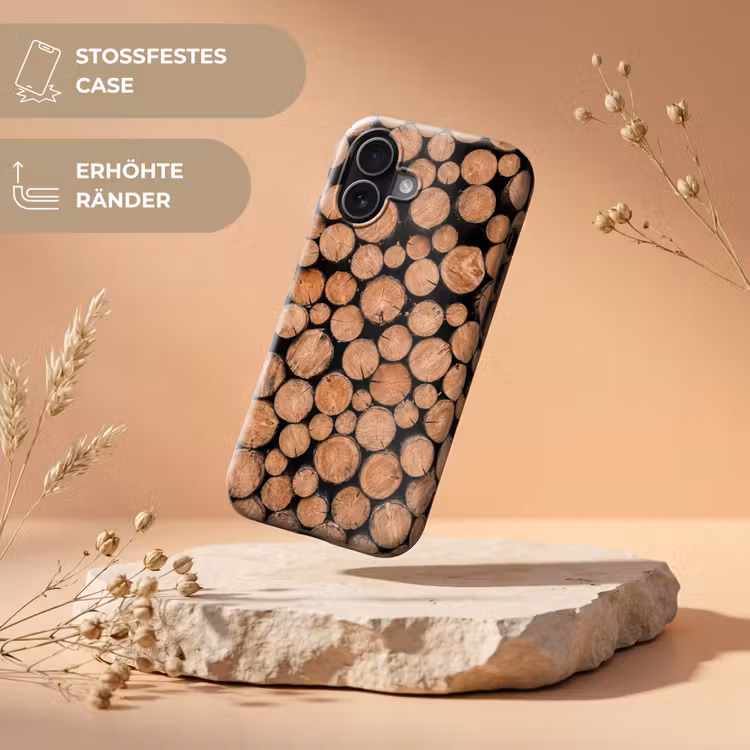 Houtblokken - Textuur - Patroon - Bruin - Rustiek Toughcase MagSafe Apple iPhone 17 klein -USP_RandenV_DE