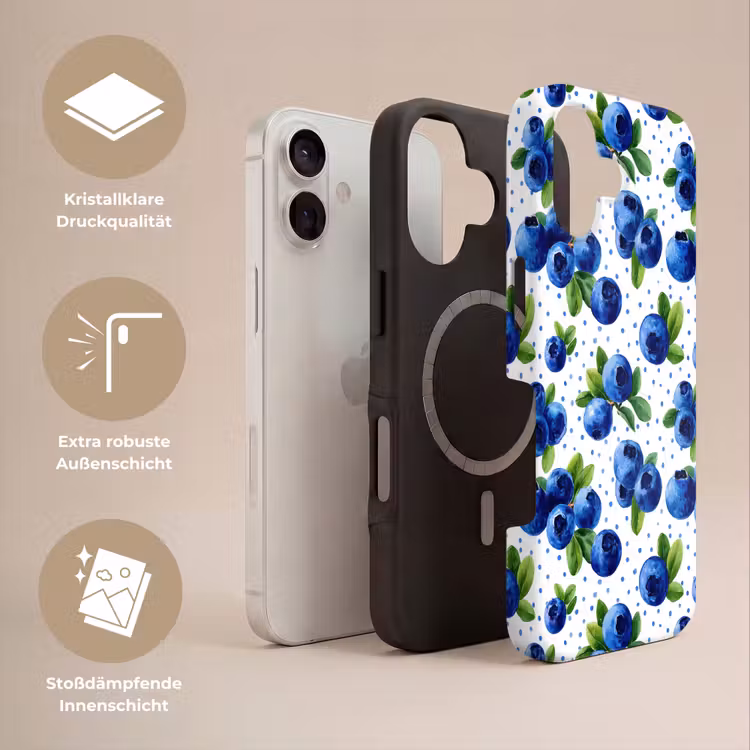 Bessen - Patroon - Blauw Toughcase MagSafe Apple iPhone 17 klein 1017 -USP_Lagen_DE