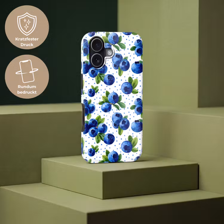 Bessen - Patroon - Blauw Toughcase MagSafe Apple iPhone 17 klein 1017 -USP_PrintM_DE