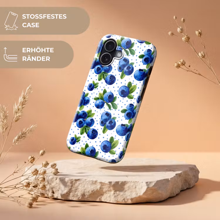 Bessen - Patroon - Blauw Toughcase MagSafe Apple iPhone 17 klein 1017 -USP_RandenV_DE