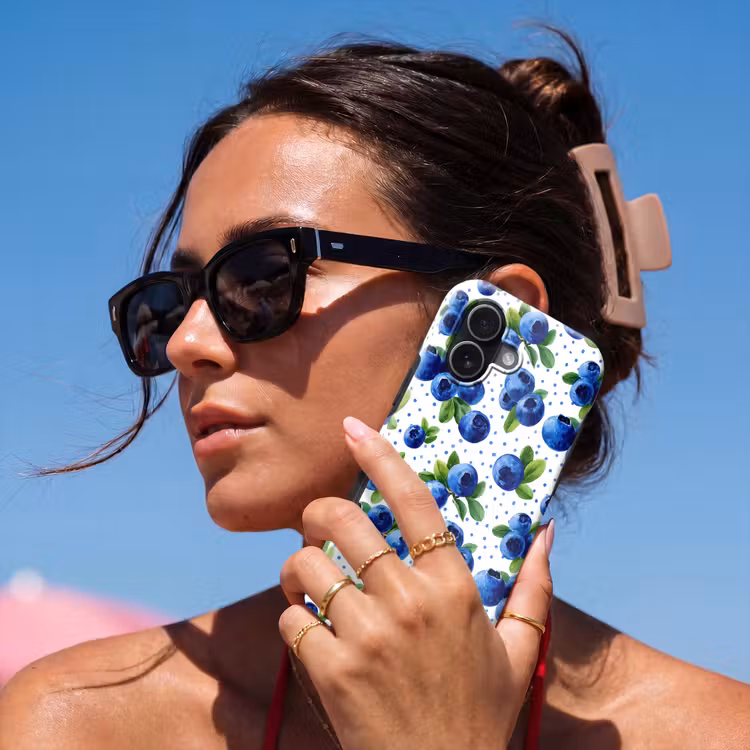 Bessen - Patroon - Blauw Toughcase MagSafe Apple iPhone 17 klein 1017 -Sfeer2V