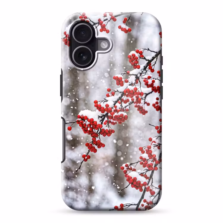 Bessen - Takken - Sneeuw - Winter - Kleurrijk Toughcase MagSafe Apple iPhone 17 klein -3d