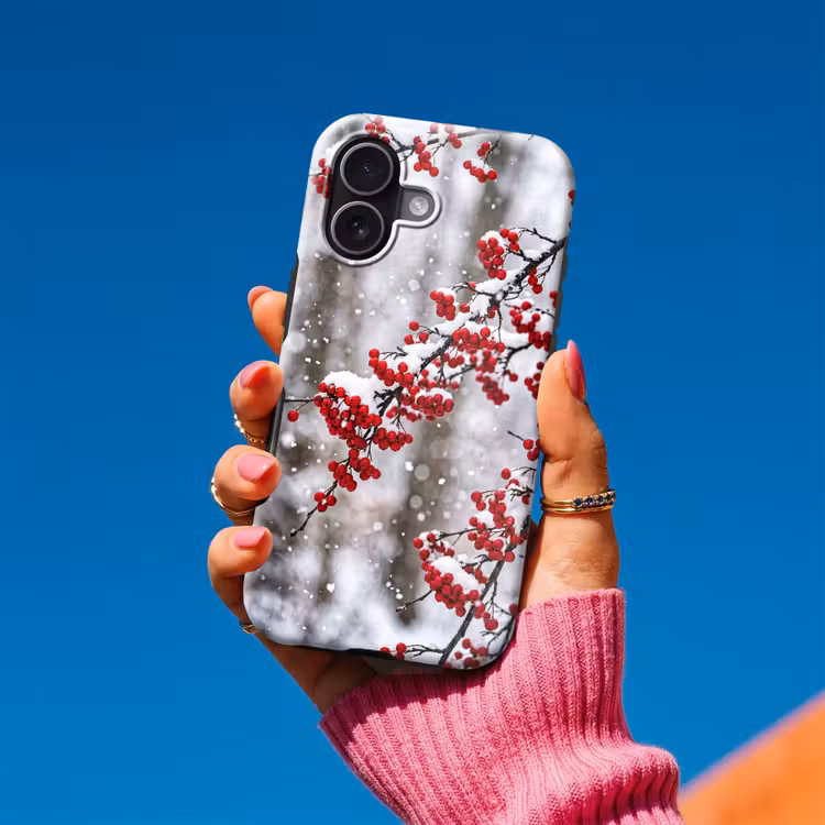 Bessen - Takken - Sneeuw - Winter - Kleurrijk Toughcase MagSafe Apple iPhone 17 klein -Sfeer1V