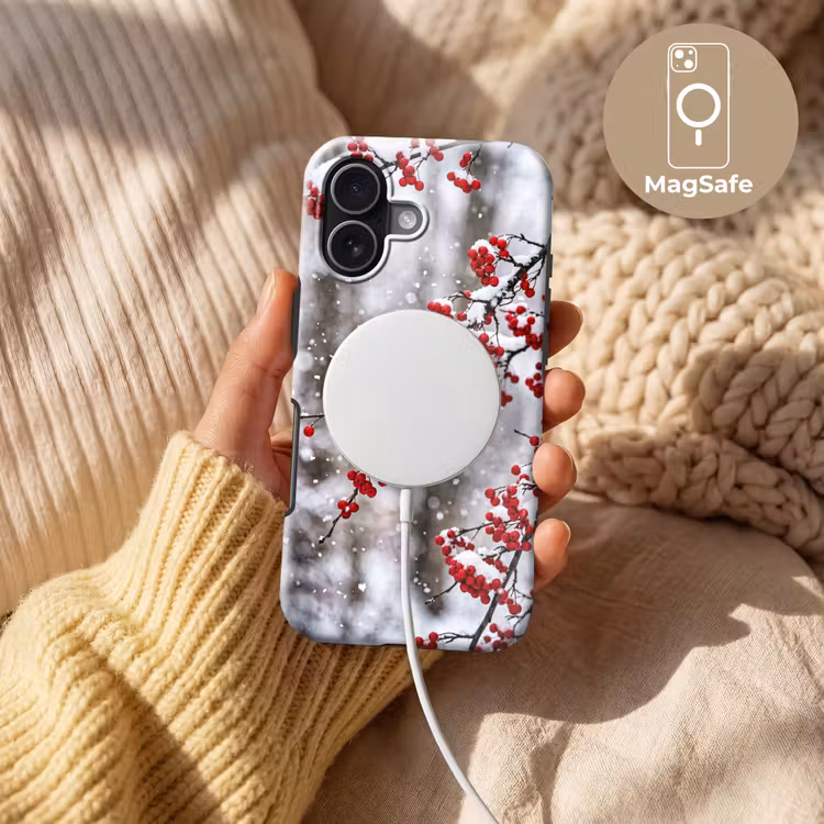 Bessen - Takken - Sneeuw - Winter - Kleurrijk Toughcase MagSafe Apple iPhone 17 klein -USP_MagsafeV