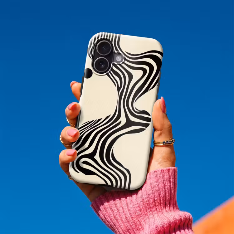 Beige - Lijnen - Golvend - Abstract Toughcase MagSafe Apple iPhone 17 klein -Sfeer1V