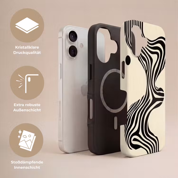 Beige - Lijnen - Golvend - Abstract Toughcase MagSafe Apple iPhone 17 klein -USP_Lagen_DE