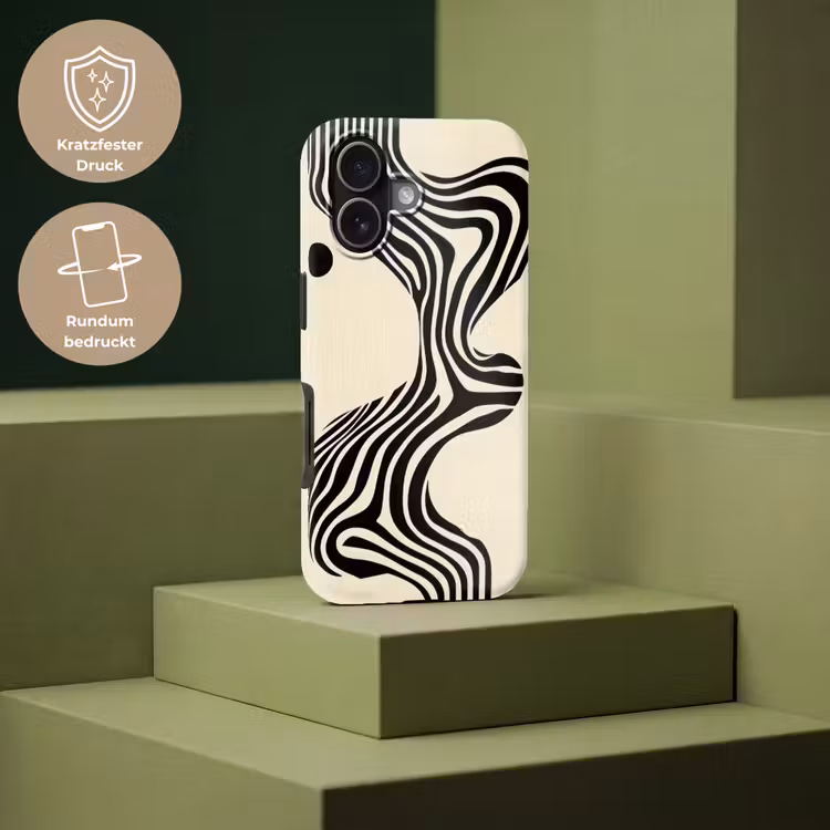 Beige - Lijnen - Golvend - Abstract Toughcase MagSafe Apple iPhone 17 klein -USP_PrintM_DE