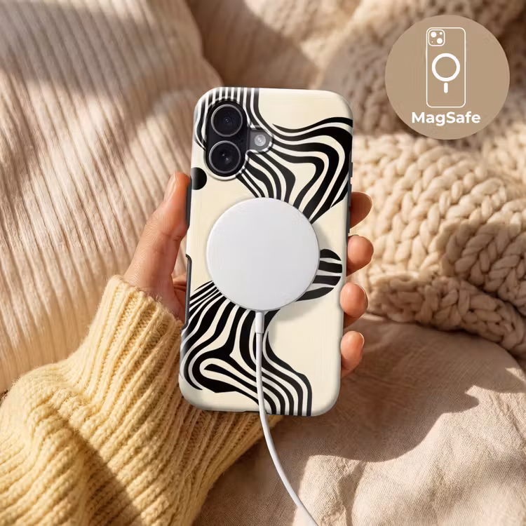 Beige - Lijnen - Golvend - Abstract Toughcase MagSafe Apple iPhone 17 klein -USP_MagsafeV