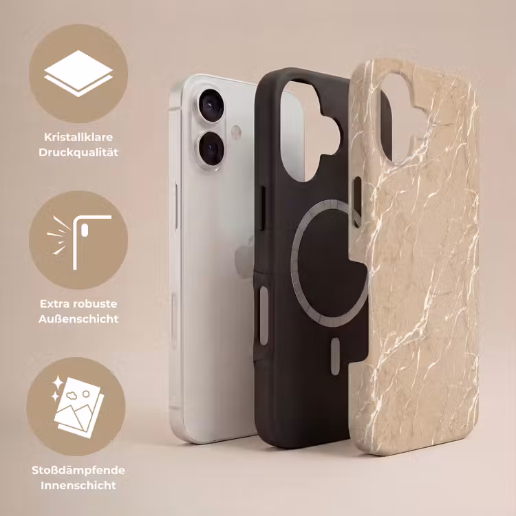 Beige - Marmer - Organisch - Wit Toughcase MagSafe Apple iPhone 17 klein 1017 -USP_Lagen_DE