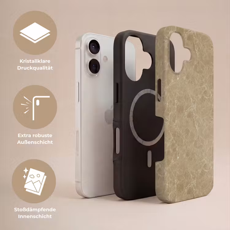 Beige - Marmer - Witte aders Toughcase MagSafe Apple iPhone 17 klein 1017 -USP_Lagen_DE