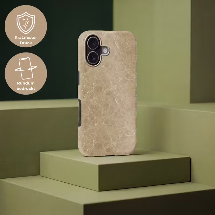 Beige - Marmer - Witte aders Toughcase MagSafe Apple iPhone 17 klein 1017 -USP_PrintM_DE