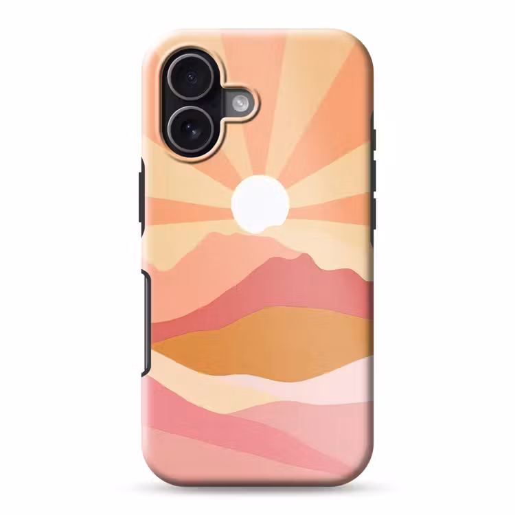 Bergen - Abstract - Zonnestralen - Roze Toughcase MagSafe Apple iPhone 17 klein -3d