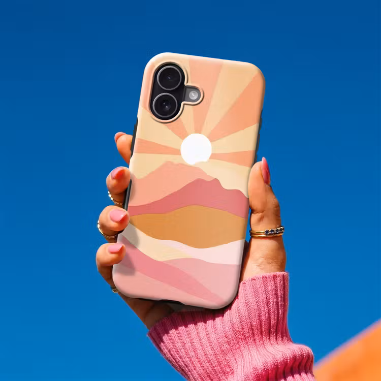 Bergen - Abstract - Zonnestralen - Roze Toughcase MagSafe Apple iPhone 17 klein -Sfeer1V