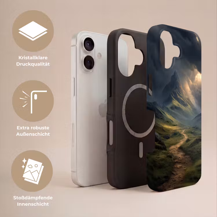 Bergen - Kronkelpad - Groen - Wolken Toughcase MagSafe Apple iPhone 17 klein -USP_Lagen_DE