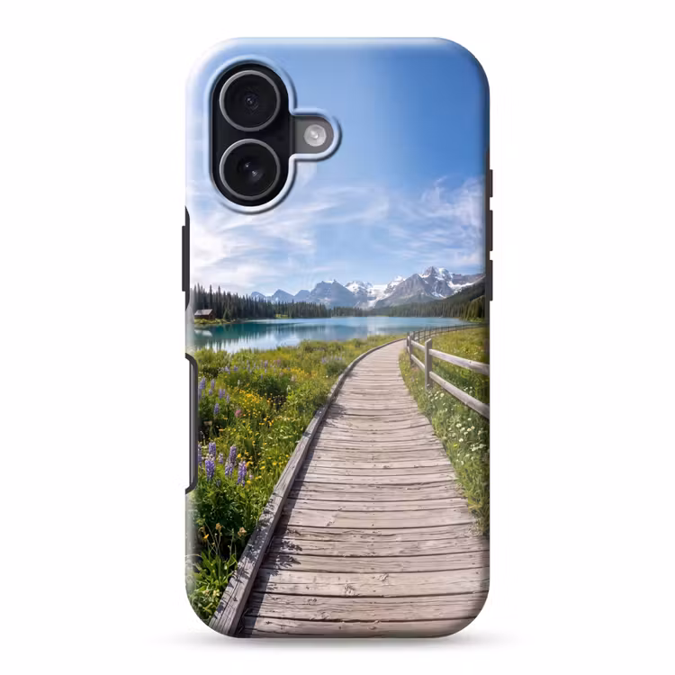 Bergen - Meer - Landschap - Blauw Toughcase MagSafe Apple iPhone 17 klein -3d