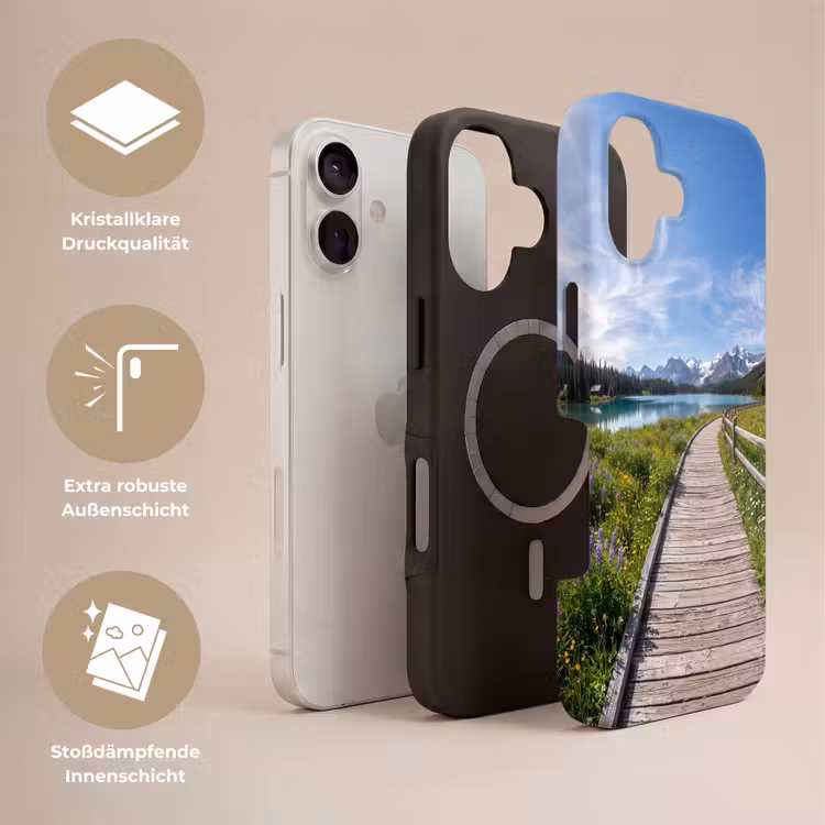 Bergen - Meer - Landschap - Blauw Toughcase MagSafe Apple iPhone 17 klein -USP_Lagen_DE