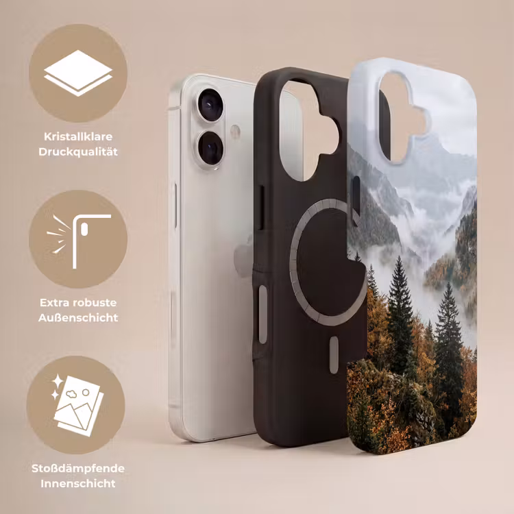 Bergen - Vallei - Mist - Herfst - Natuur Toughcase MagSafe Apple iPhone 17 klein -USP_Lagen_DE