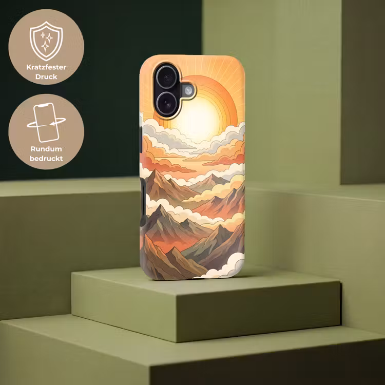 Bergen - Wolken - Natuur - Zonsopgang - Oranje Toughcase MagSafe Apple iPhone 17 klein -USP_PrintM_DE