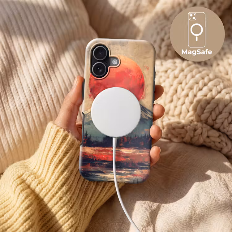 Bergtop - Sneeuw - Zon Toughcase MagSafe Apple iPhone 17 klein -USP_MagsafeV