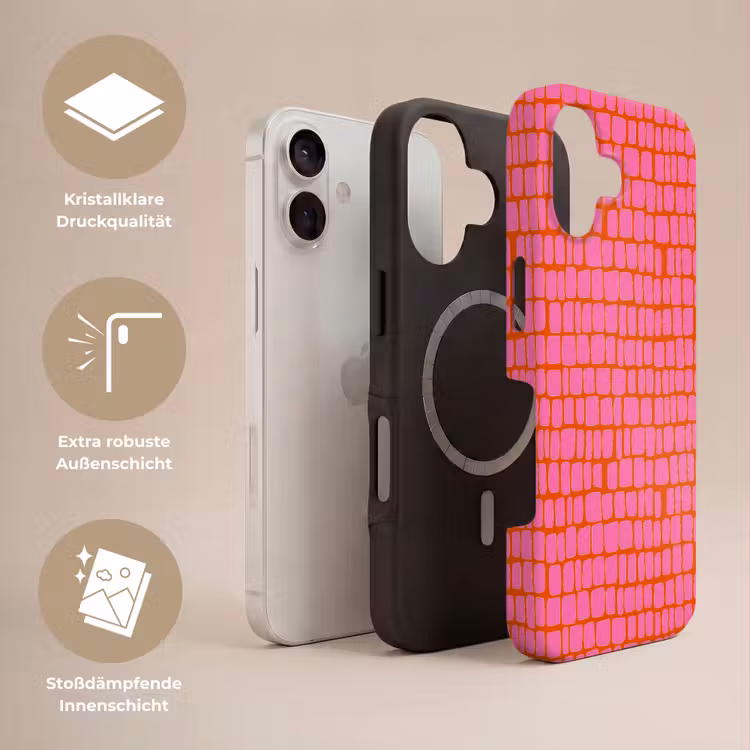 Organisch - Raster - Roze Toughcase MagSafe Apple iPhone 17 klein 1017 -USP_Lagen_DE