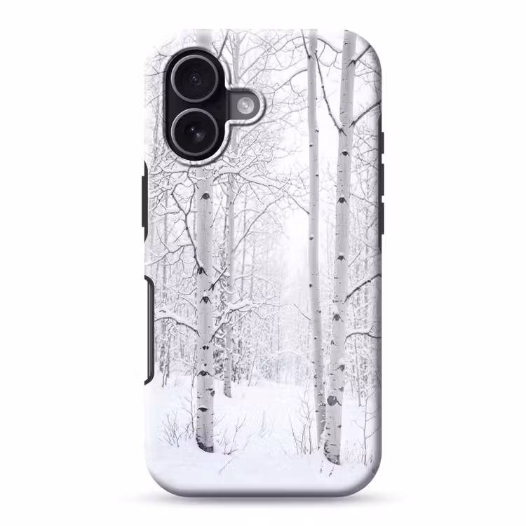 Berkenbomen - Sneeuw - Winter - Bos - Wit Toughcase MagSafe Apple iPhone 17 klein -3d