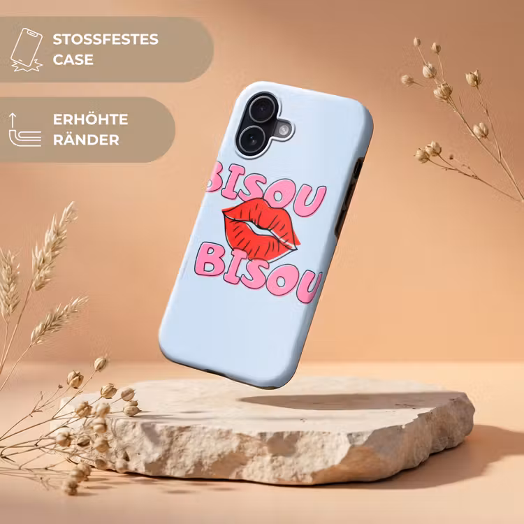 Bisou - Blauw - Roze - Lippen Toughcase MagSafe Apple iPhone 17 klein -USP_RandenV_DE