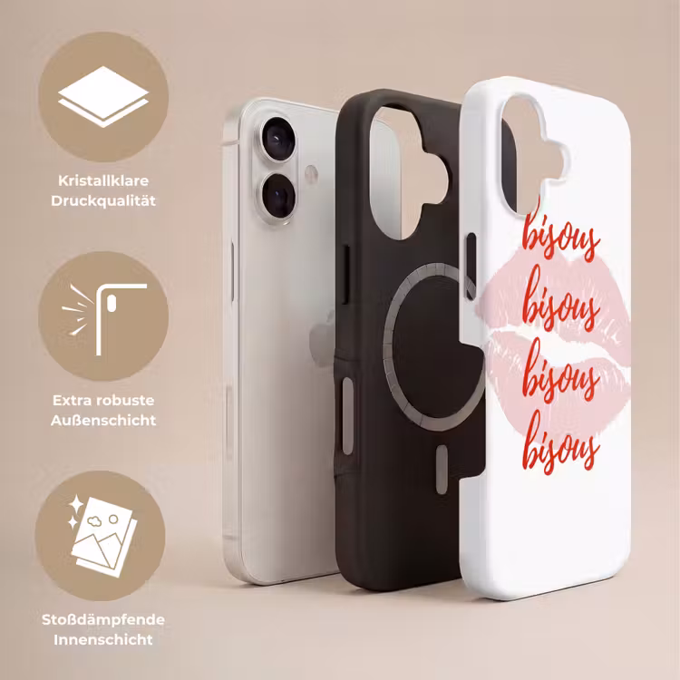 Bisous - Lip - Wit - Rood Toughcase MagSafe Apple iPhone 17 klein -USP_Lagen_DE