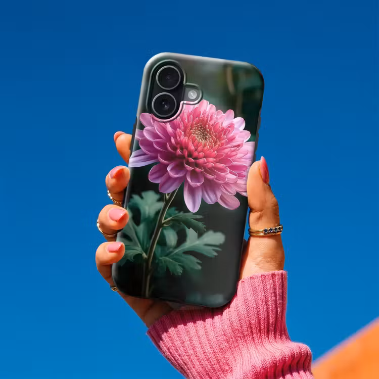 Blad - Chrysant - Roze - Schaduw Toughcase MagSafe Apple iPhone 17 klein -Sfeer1V