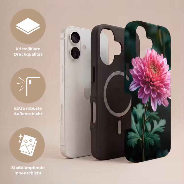 Blad - Chrysant - Roze - Schaduw Toughcase MagSafe Apple iPhone 17 klein -USP_Lagen_DE